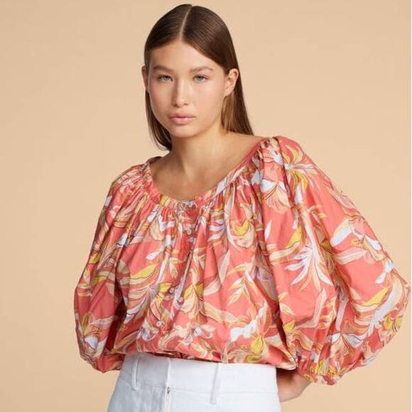 MIKOH Willa Cotton Pullon Shorts in Bora Bora 4WIL1C Papaya Orange NWT sz 1 XS/S - Picture 8 of 10